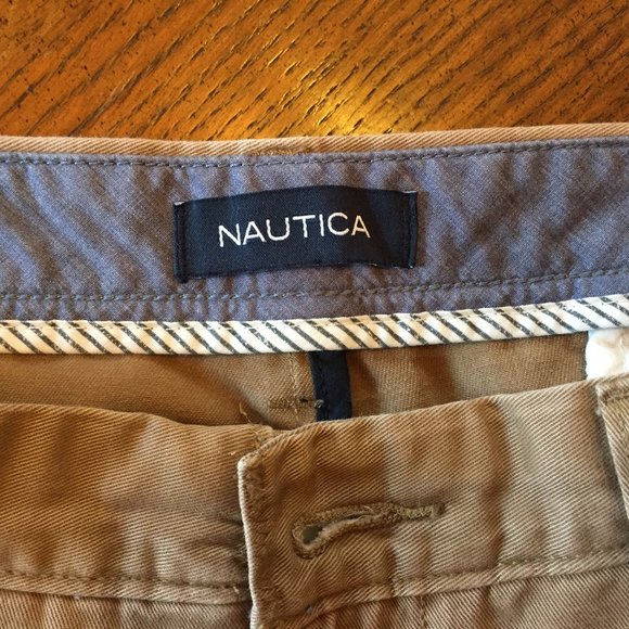 Nautica Flat-Front Tan Khakis - Picture 1 of 5